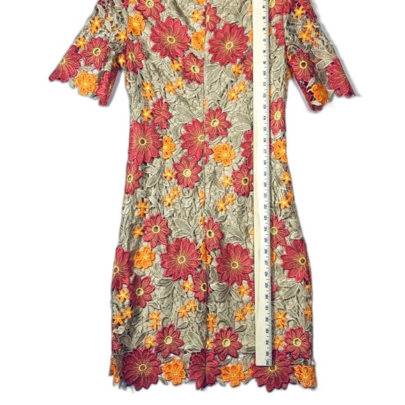 Alex Marie Dress Womens 4 Crochet Floral Embroidered Fully Lined Short Sleeve - Picture 9 of 10